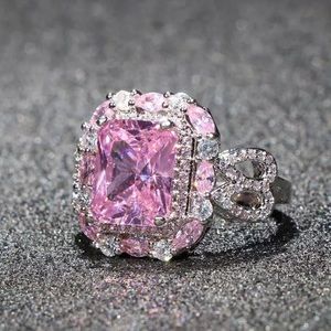 925 STERLING SILVER VICTORIAN VINTAGE SQUARE CUT CUBIC ZIRCON RING